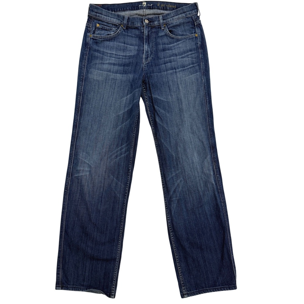 7 For All Mankind Jeans Mens 34 Blue A Pocket Relaxed Fit Straight Leg Denim